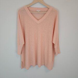 Garnet Hill Linen Oversized V-Neck Sweater